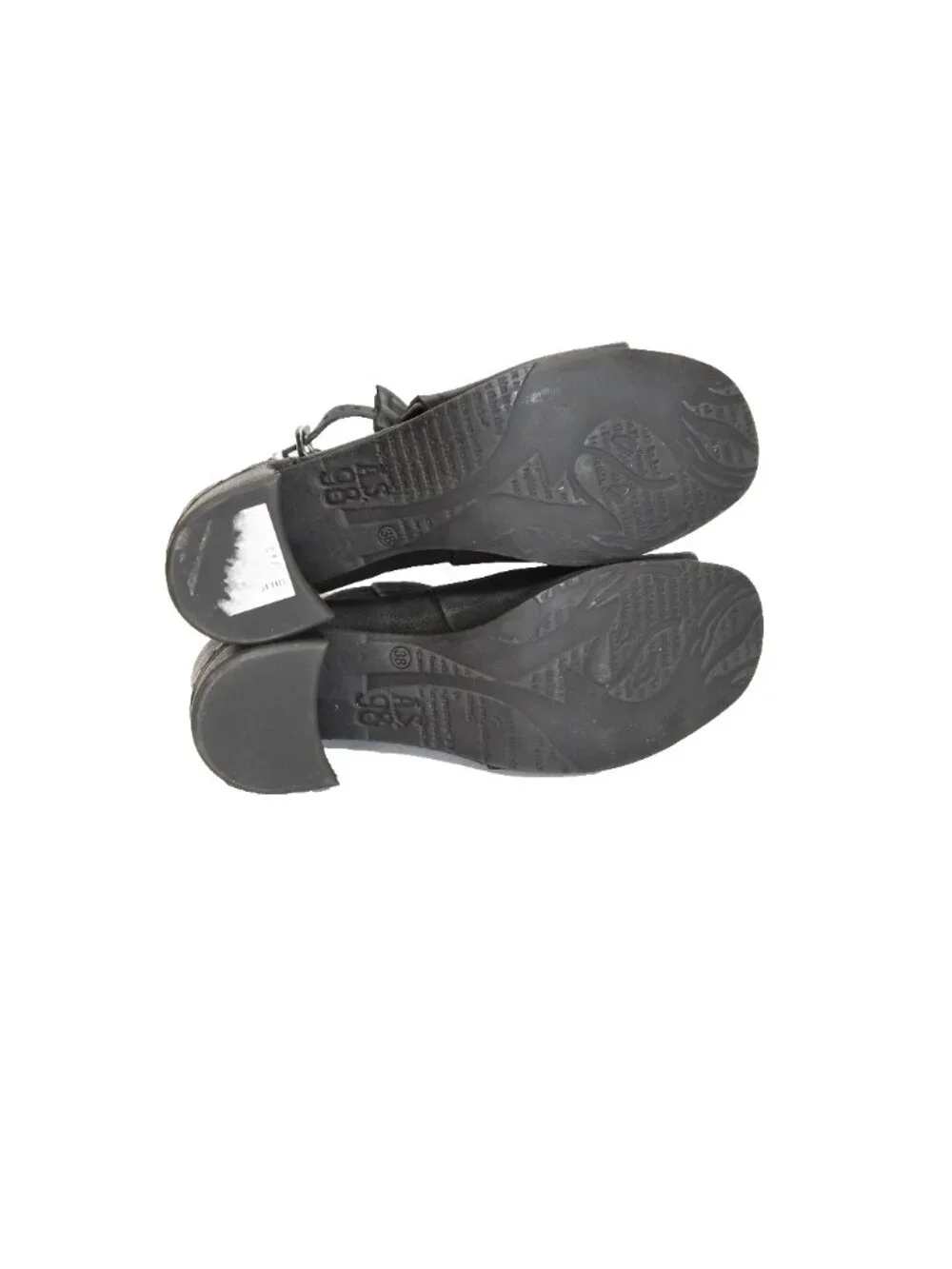NEW $360 A.S.98 Maxwell HEEL BLACK LEATHER SANDAL BOOTIE BUCKLE 38 (DD19)